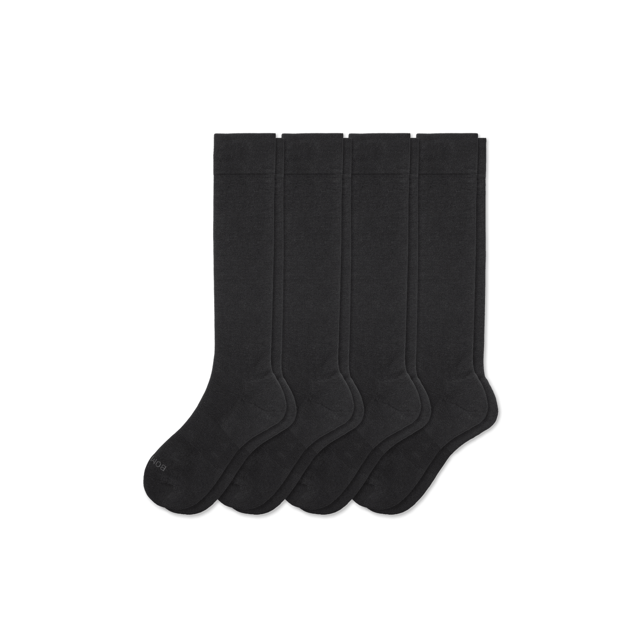 Men's Dress Knee High Sock Solid Black 4-Pack L