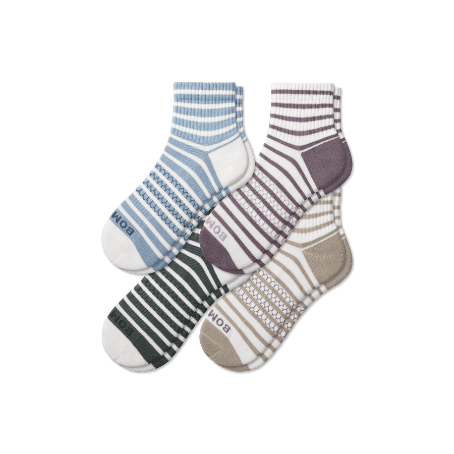 Women's Coastal Stripe Quarter Sock 4-Pack - Light Hike Step