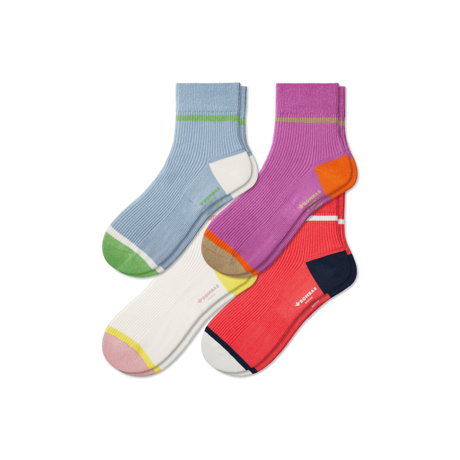 Women's Lightweight Ribbed Quarter Sock 4-Pack - Steady Everyday Wear
