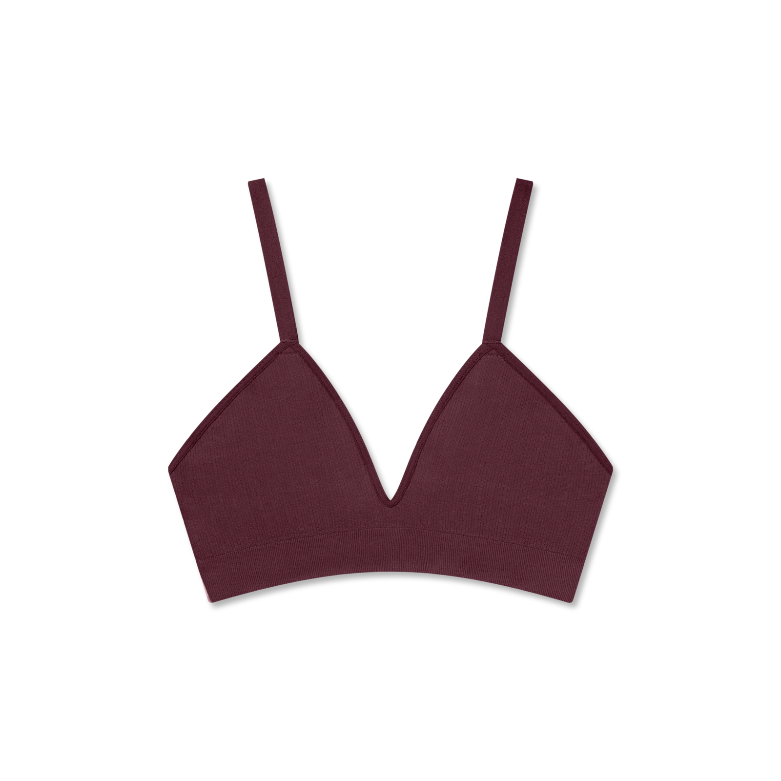 Women's Ribbed Seamless Triangle Bralette - burgundy L [7665]