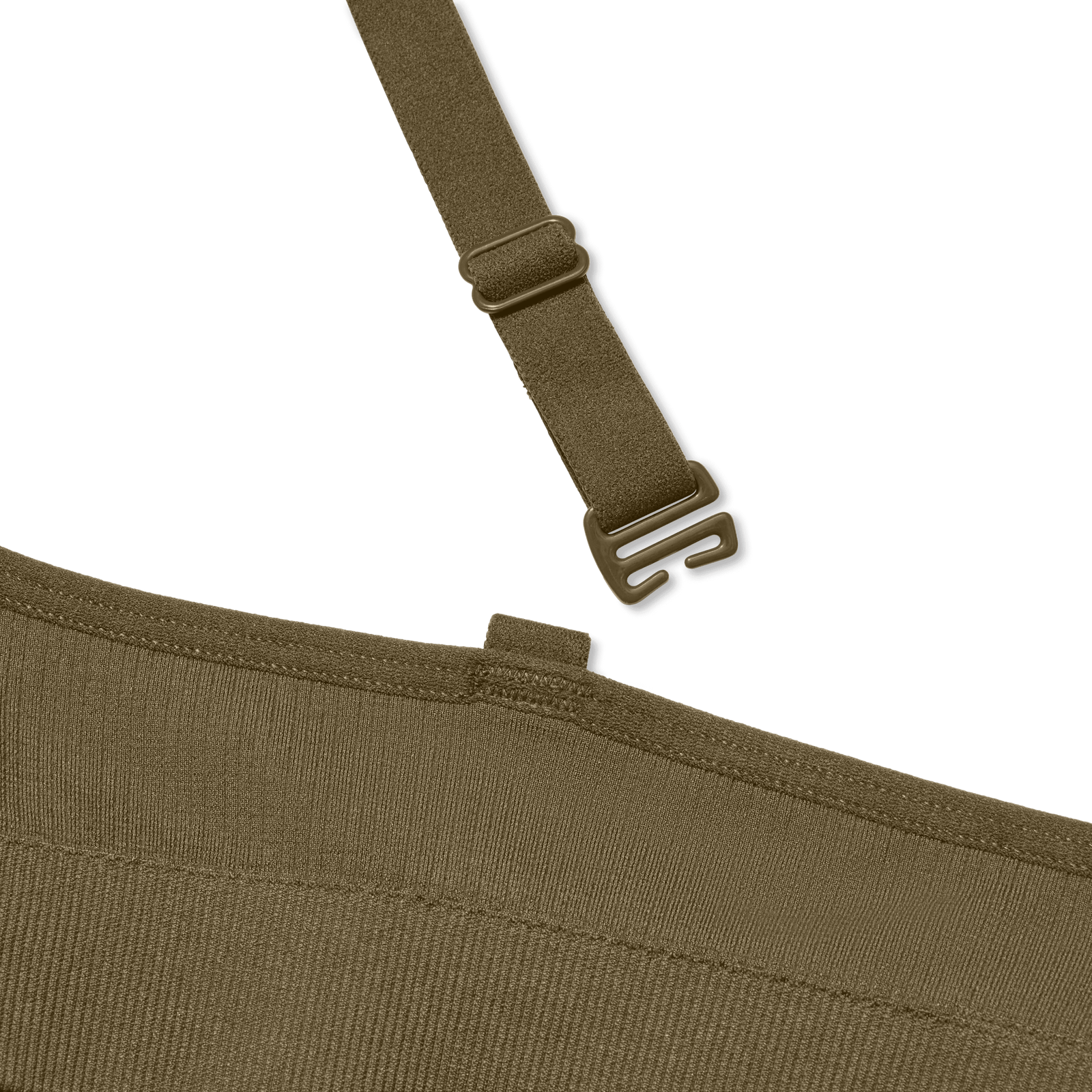 Women's Ribbed Seamless Triangle Bralette - Green Olive Detail [7665]