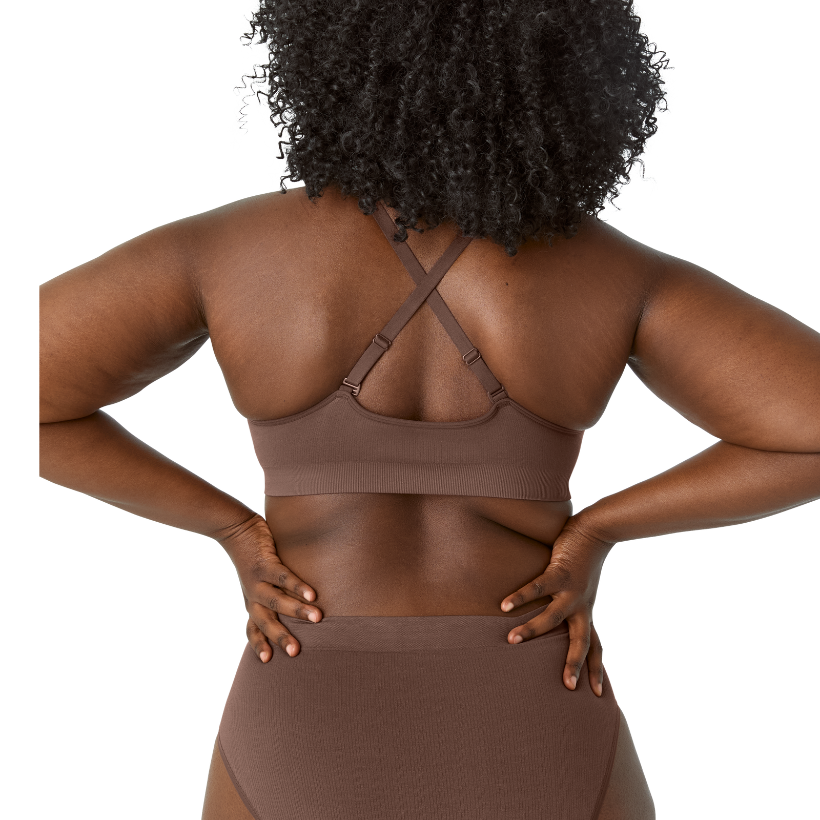 Women's Ribbed Seamless Triangle Bralette - Hickory WO3 [7665]