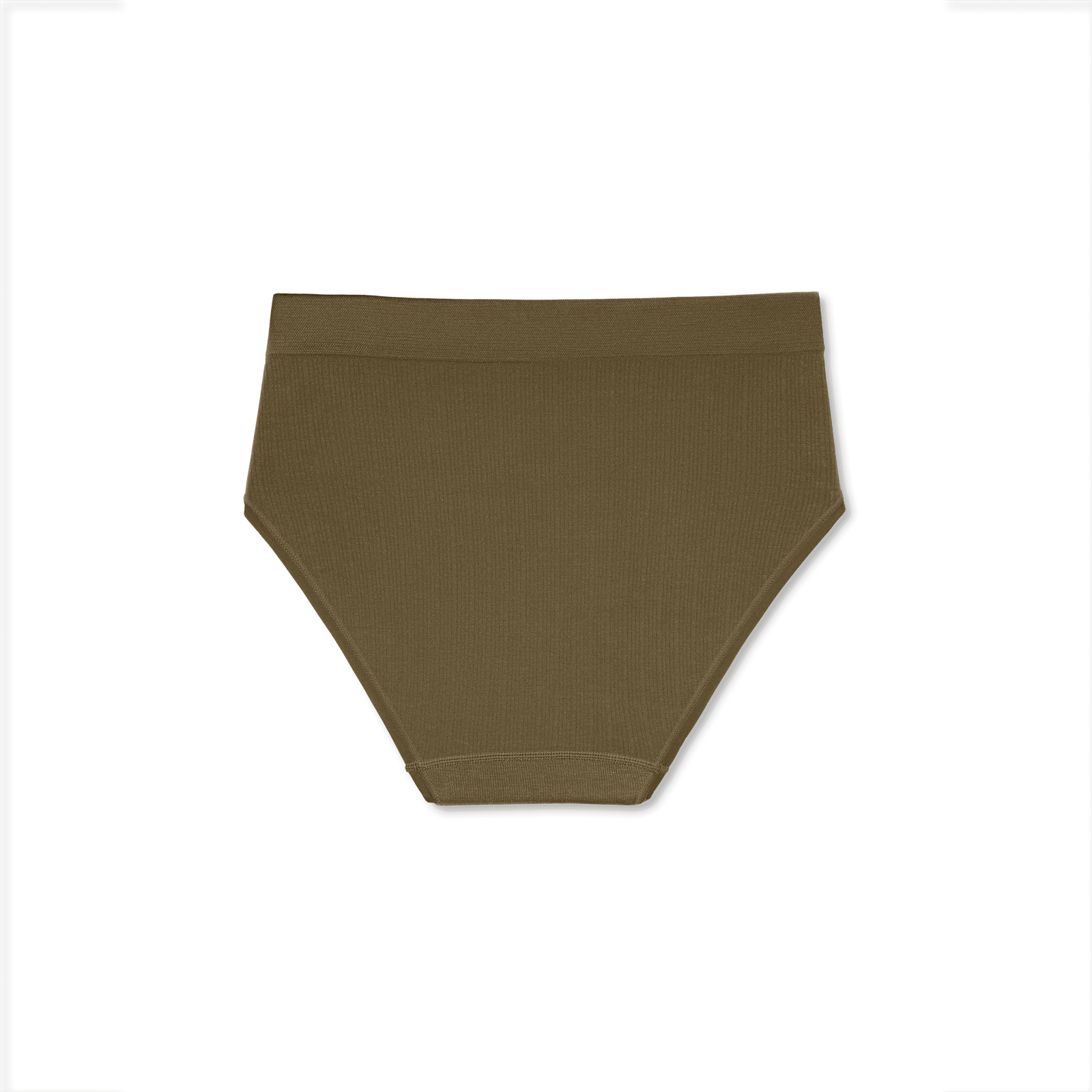 Women's Ribbed Seamless High Rise Brief - Green Olive L Back [7718]