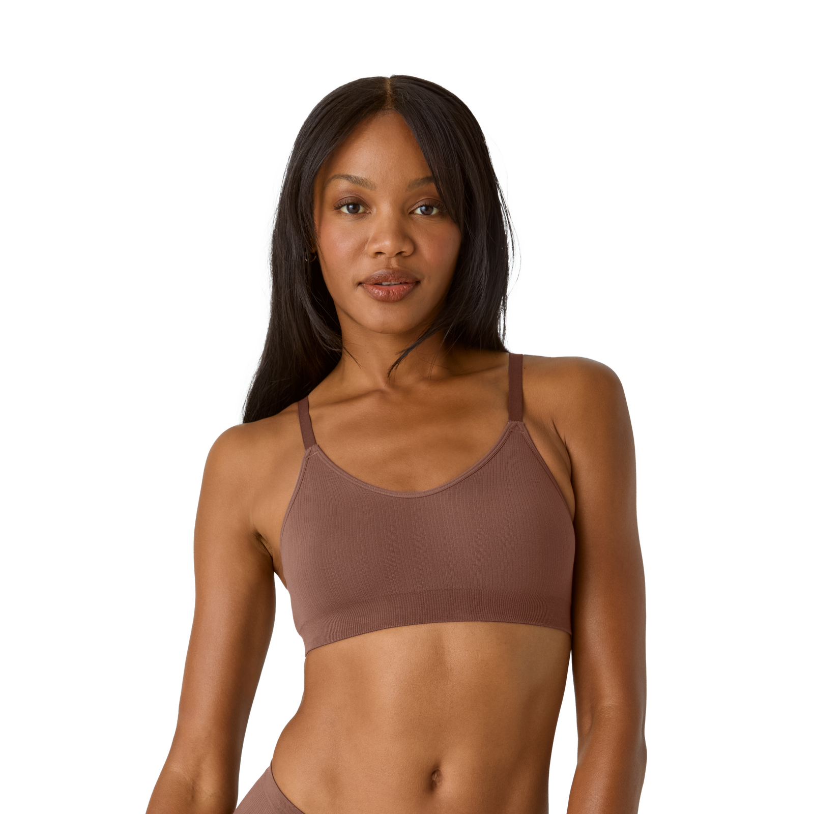 Ribbed Seamless Scoop Bralette - Hickory WO1 [7729]
