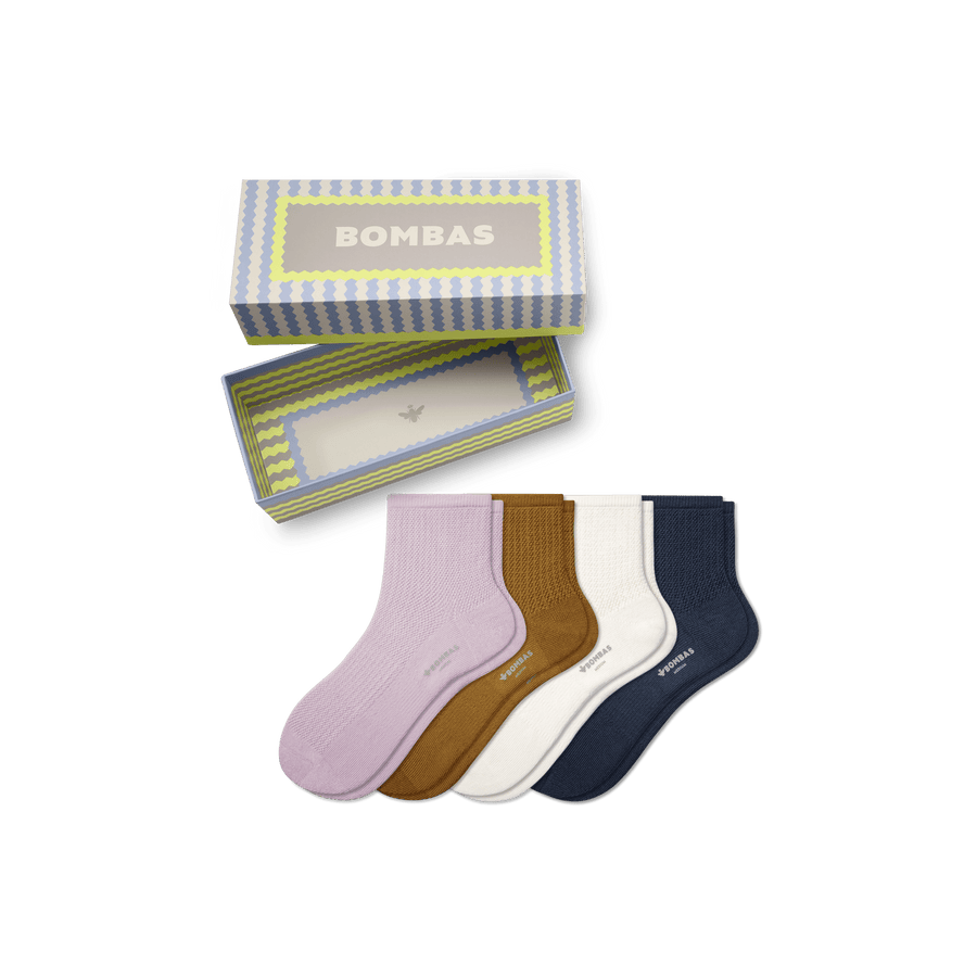 Women's Pointelle Quarter Sock 4-Pack Gift Box - Daily Stash