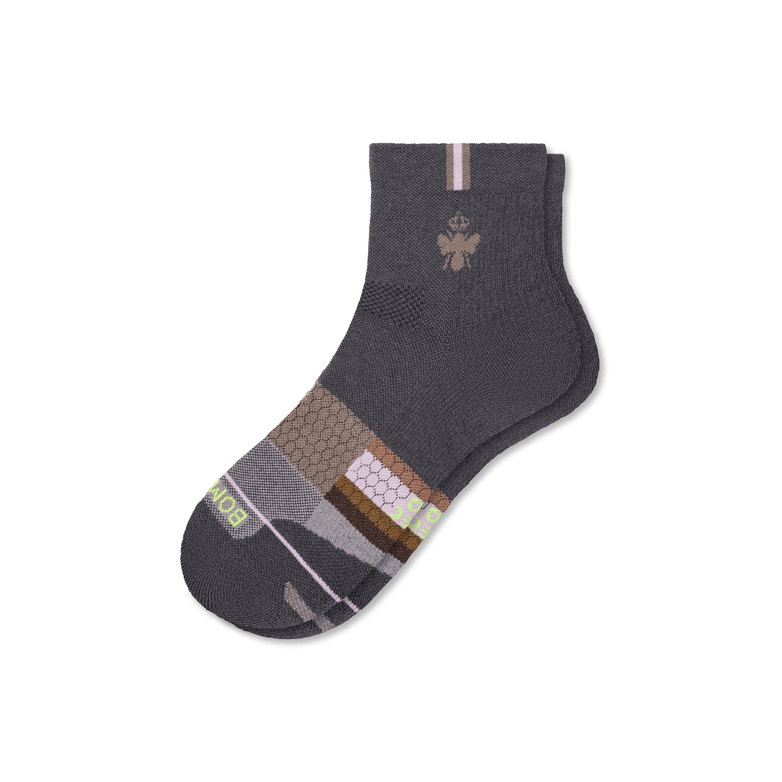 Merino Wool Blend Athletic Quarter Socks - Charcoal L [8067]