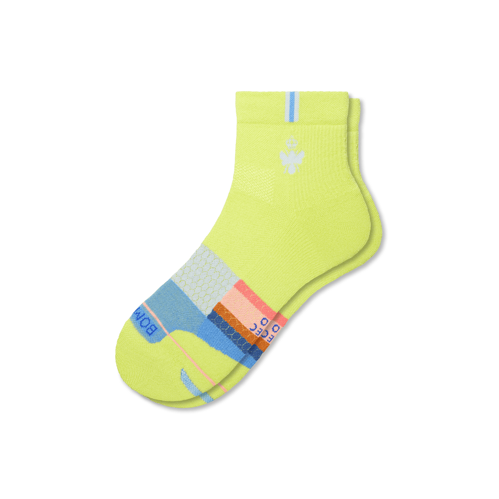 Merino Wool Blend Athletic Quarter Socks - Green Chartreuse L [8067]
