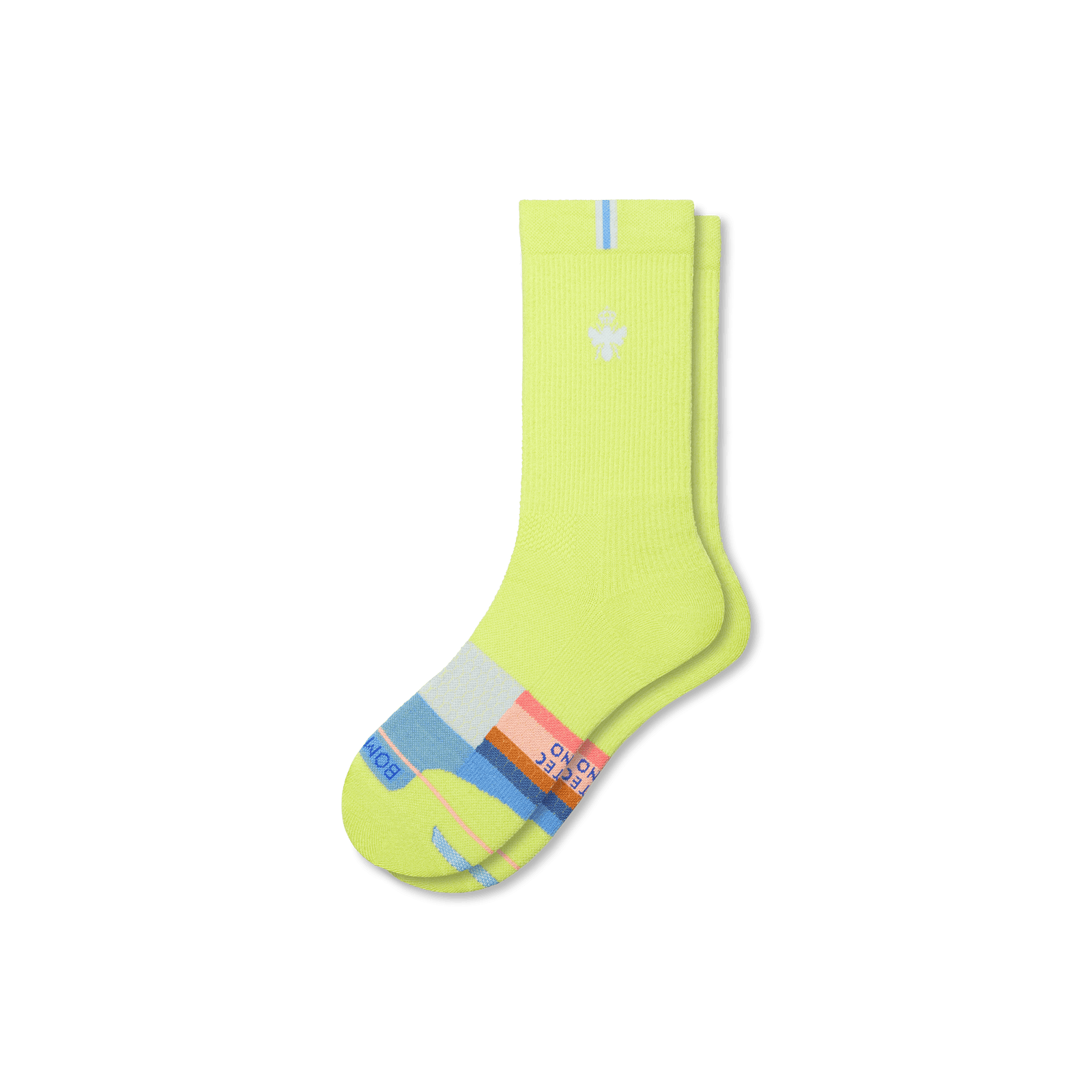 Merino Wool Blend Athletic Calf Socks - Green Chartreuse L [8068]