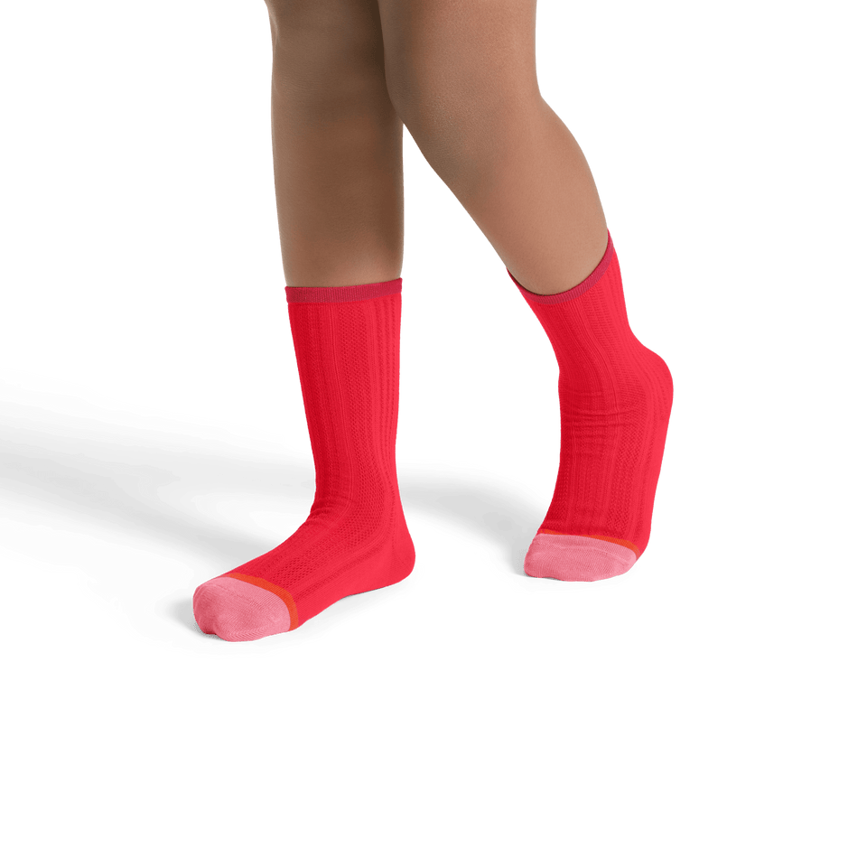 Youth Pointelle Calf Sock - Red Sky YO1 [8071]