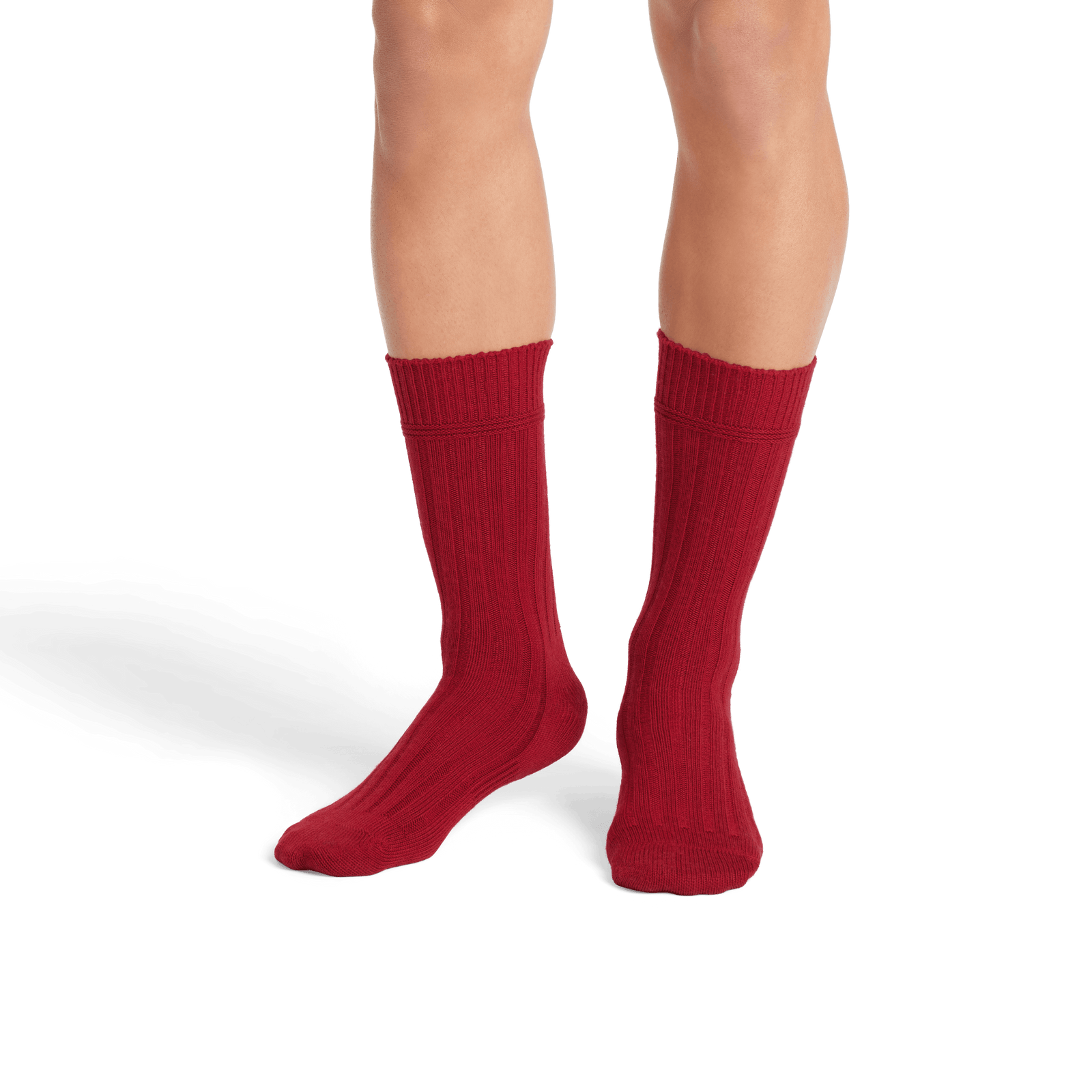 Merino Cashmere Blend Calf Socks - Rich Crimson MO1 [8155]