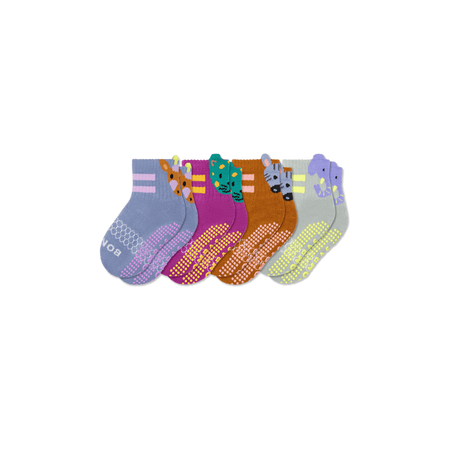 Toddler Safari Stripe Gripper Calf Sock 4-Pack - Classic Studio Fit