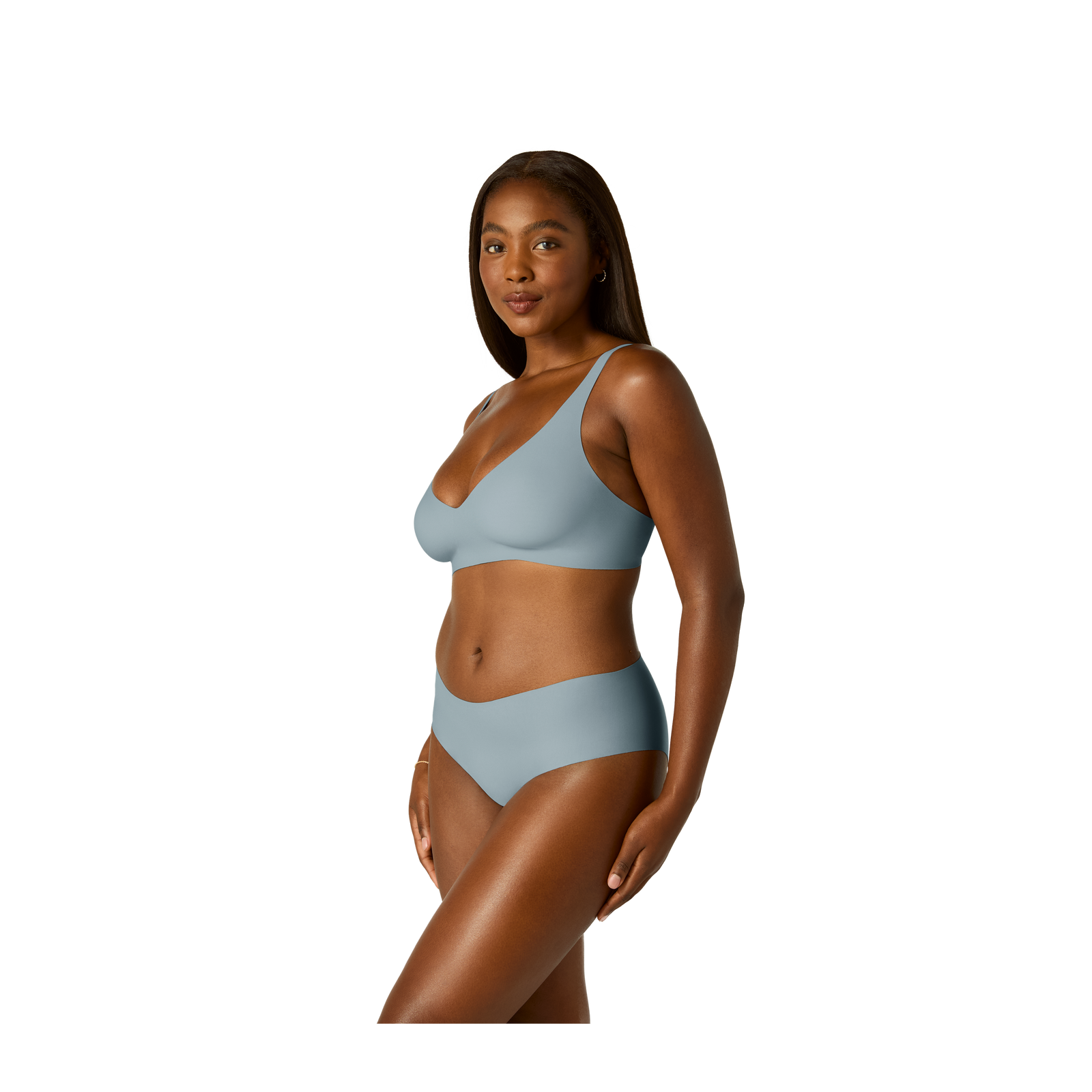 Women's No Show Plunge Bralette + Hipster Pack - Sea Storm WO3 [8274]