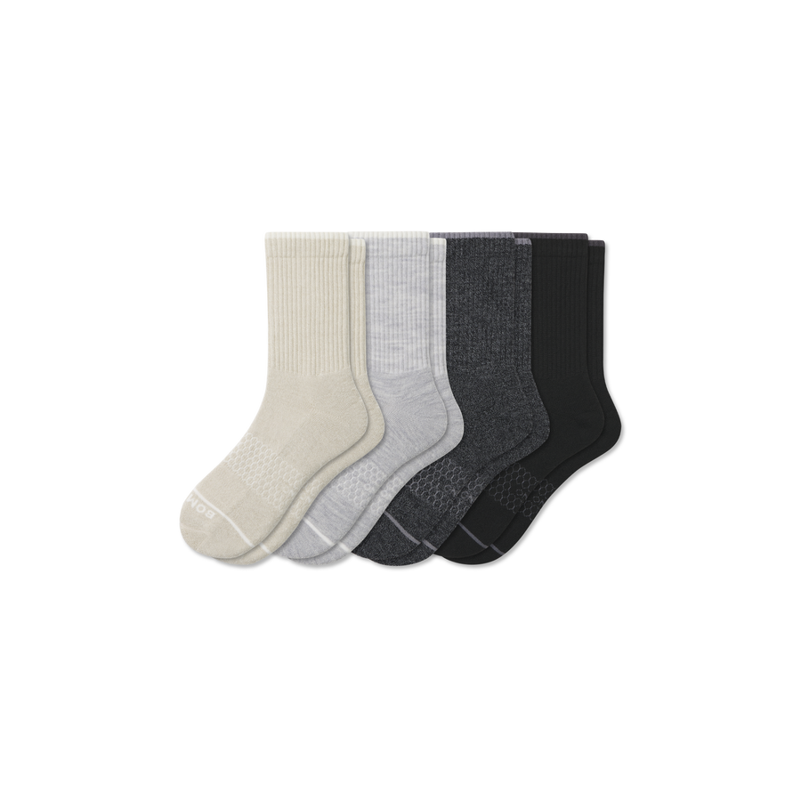 Men's Merino Wool Blend Half Calf Sock 4-Pack - Daily Crew Fit