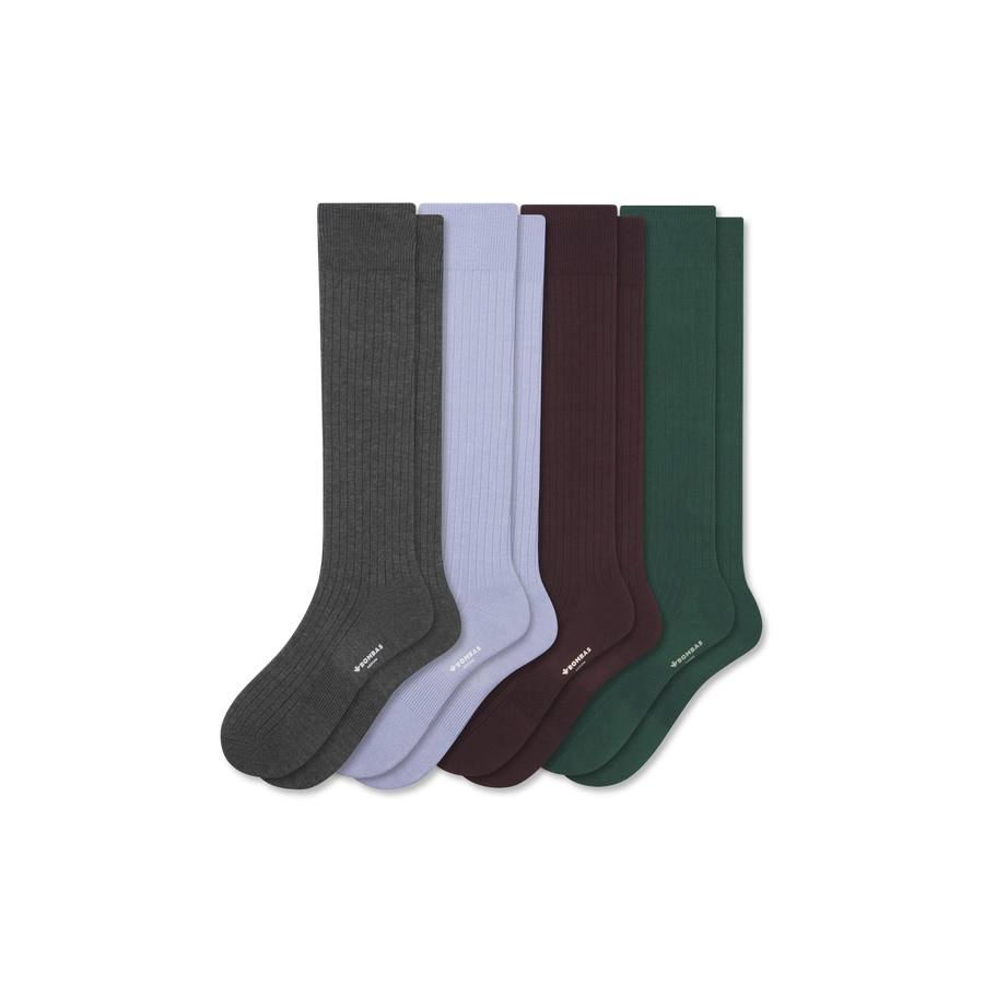 Men's Ribbed Dress Over the Calf Sock 4-Pack - Everyday Hike Comfort