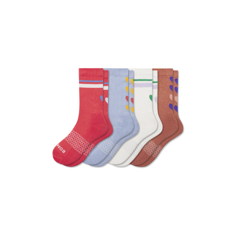 Youth Hearts Calf Sock 4-Pack - Daily Crew Move