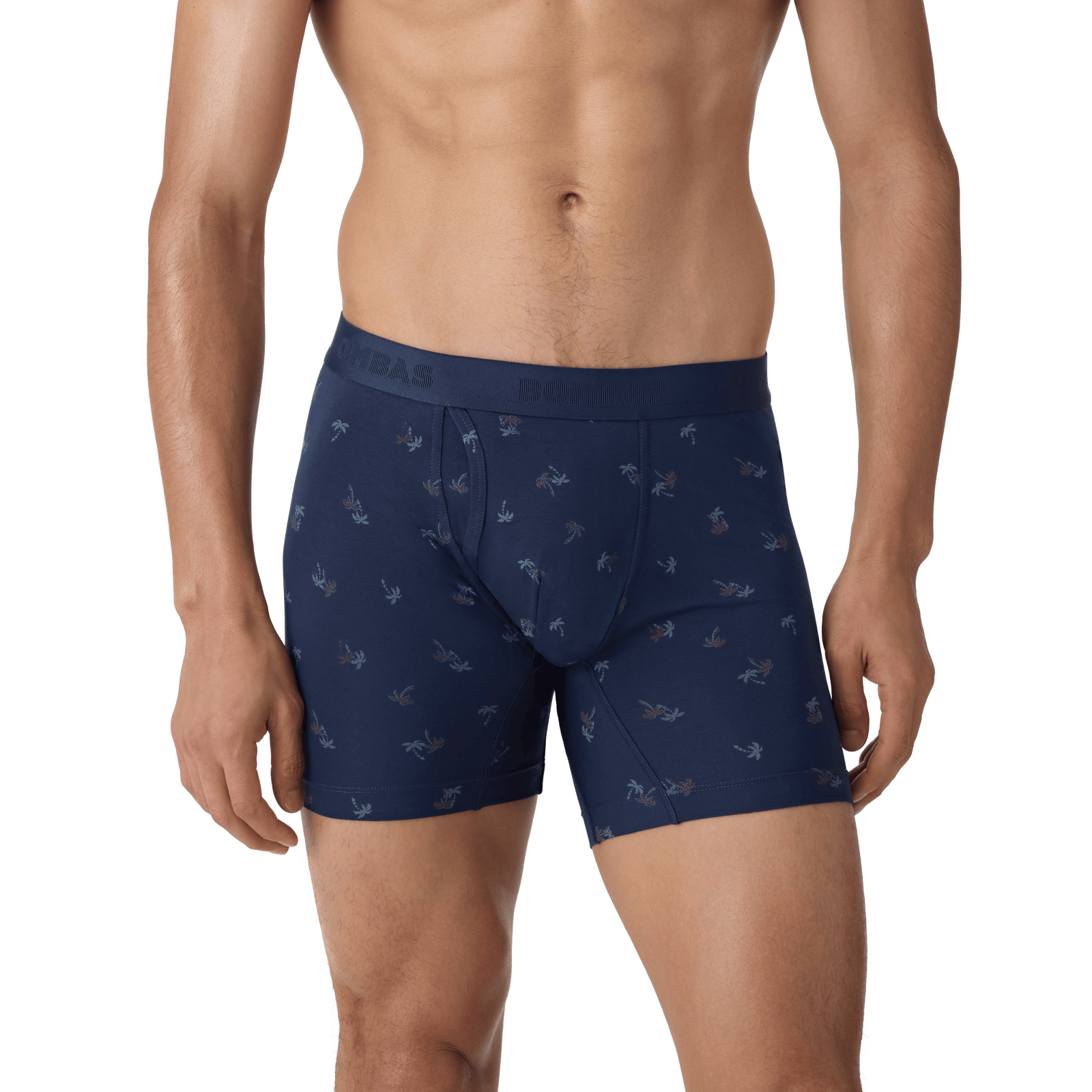 Men's Cotton Modal Blend Boxer Brief - Midnight Navy Palm MO1 [8470]