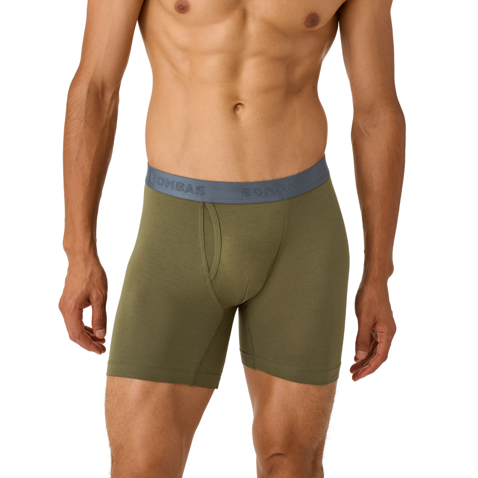 Men's Cotton Modal Blend Boxer Brief - OLIVE MOSS / PEBBLE WAISTBAND MO1 [8470]