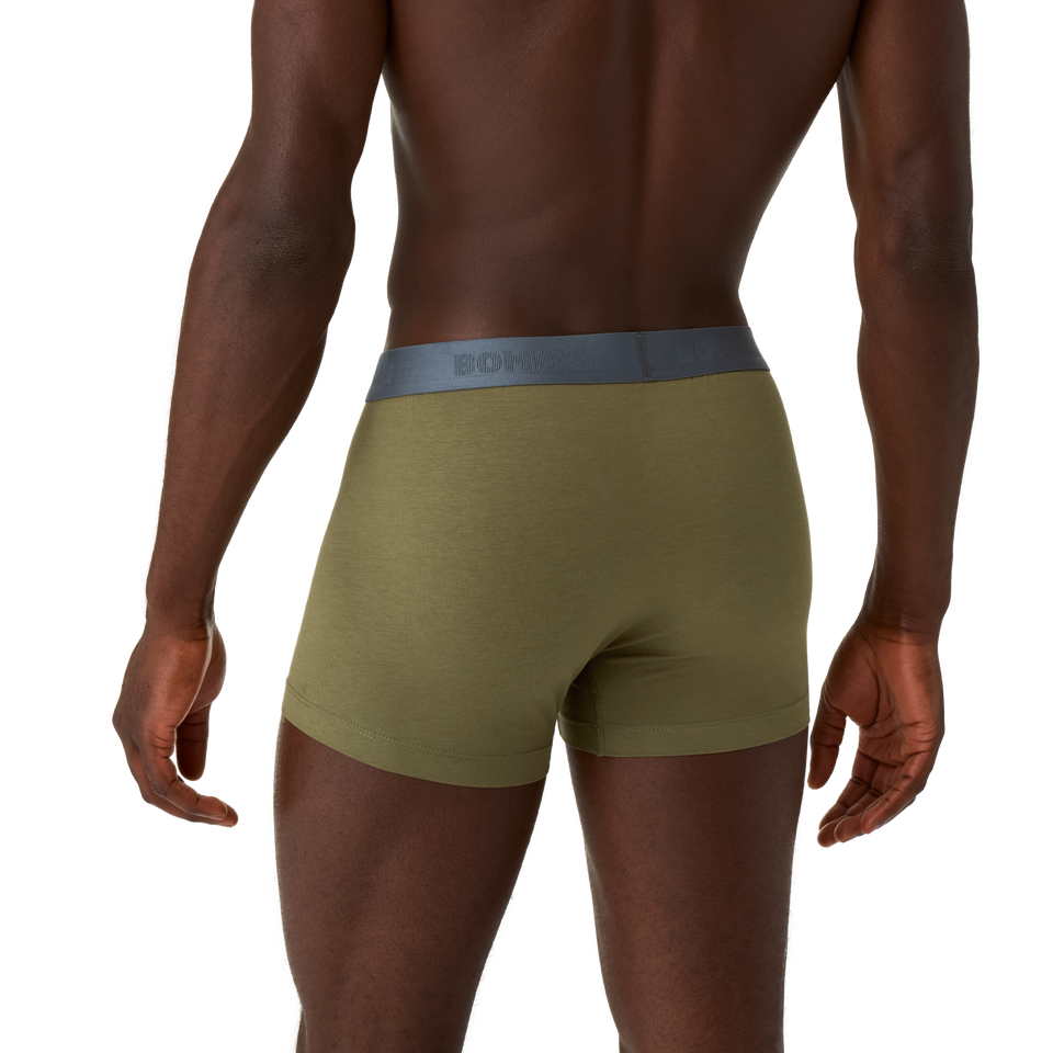 Men's Cotton Modal Blend Trunk - OLIVE MOSS / PEBBLE WAISTBAND MO2 [8472]
