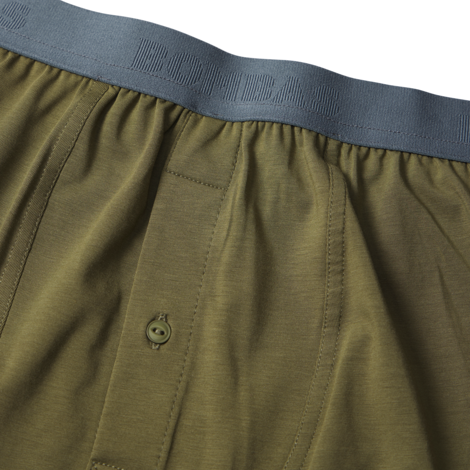 Men's Cotton Modal Blend Boxer - OLIVE MOSS / PEBBLE WAISTBAND Detail [8473]