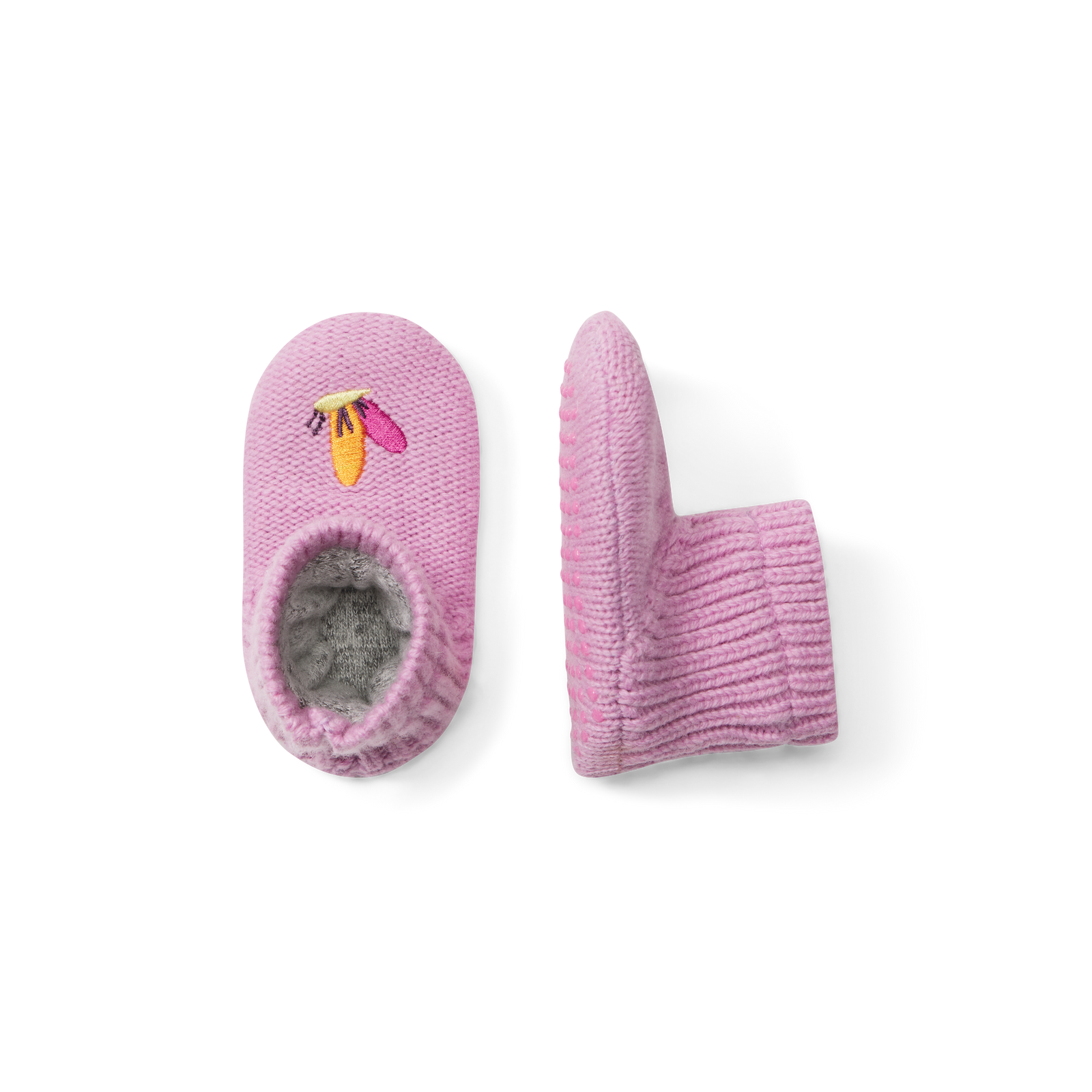Baby Embroidered Gripper Slipper WILDFLOWER-BUTTERFLY-layflat-1-transparent