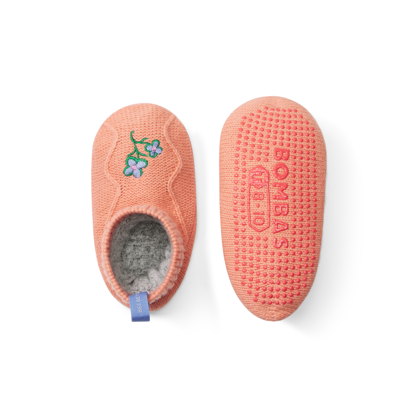 Youth Cable Embroidered Gripper Slipper GUAVA-FLOWER-layflat-1-transparent