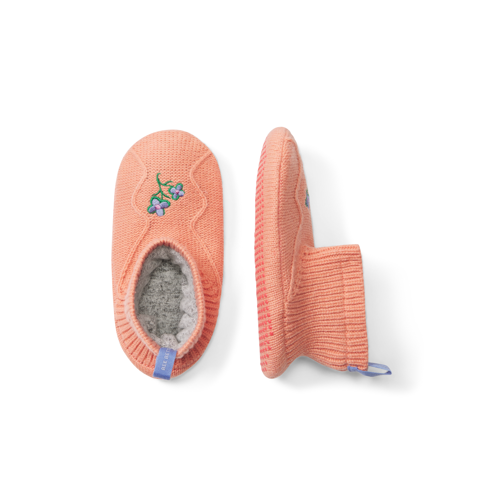 Youth Cable Embroidered Gripper Slipper GUAVA-FLOWER-detail-4-transparent