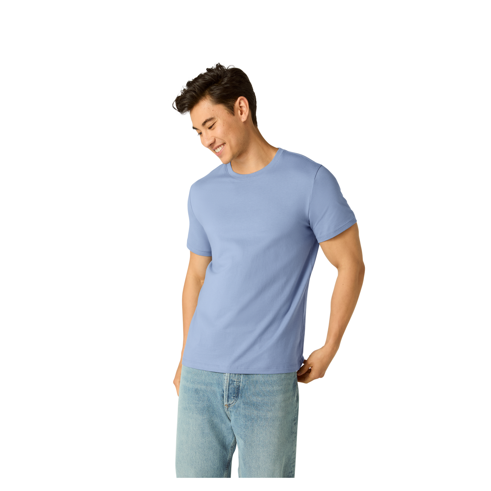 Men's Classic Fit Pima Cotton Crew Neck T-Shirt - Blue Smoke MO1 [8525]