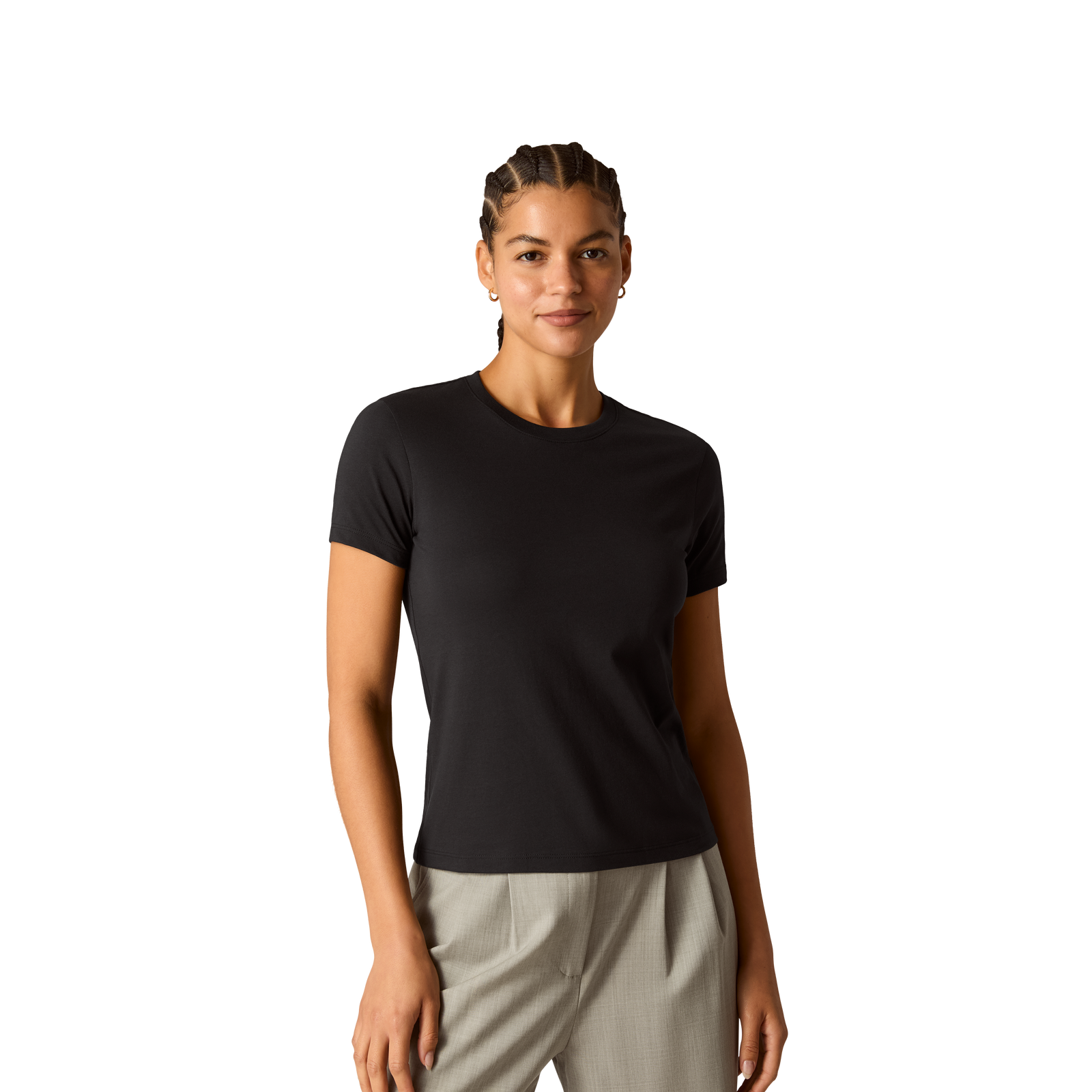 Pima Cotton Slim Crew Neck T-Shirt - Black WO3 [8528]