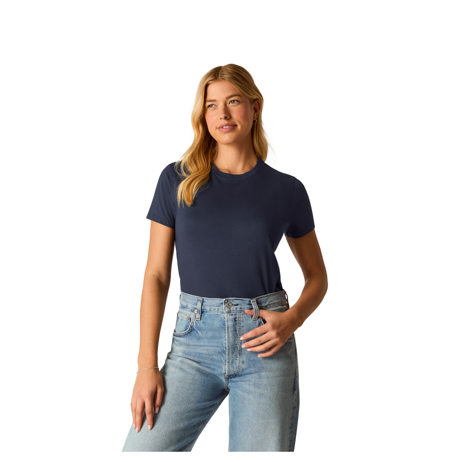 Pima Cotton Slim Crew Neck T-Shirt - Midnight Navy WO4 [8528]