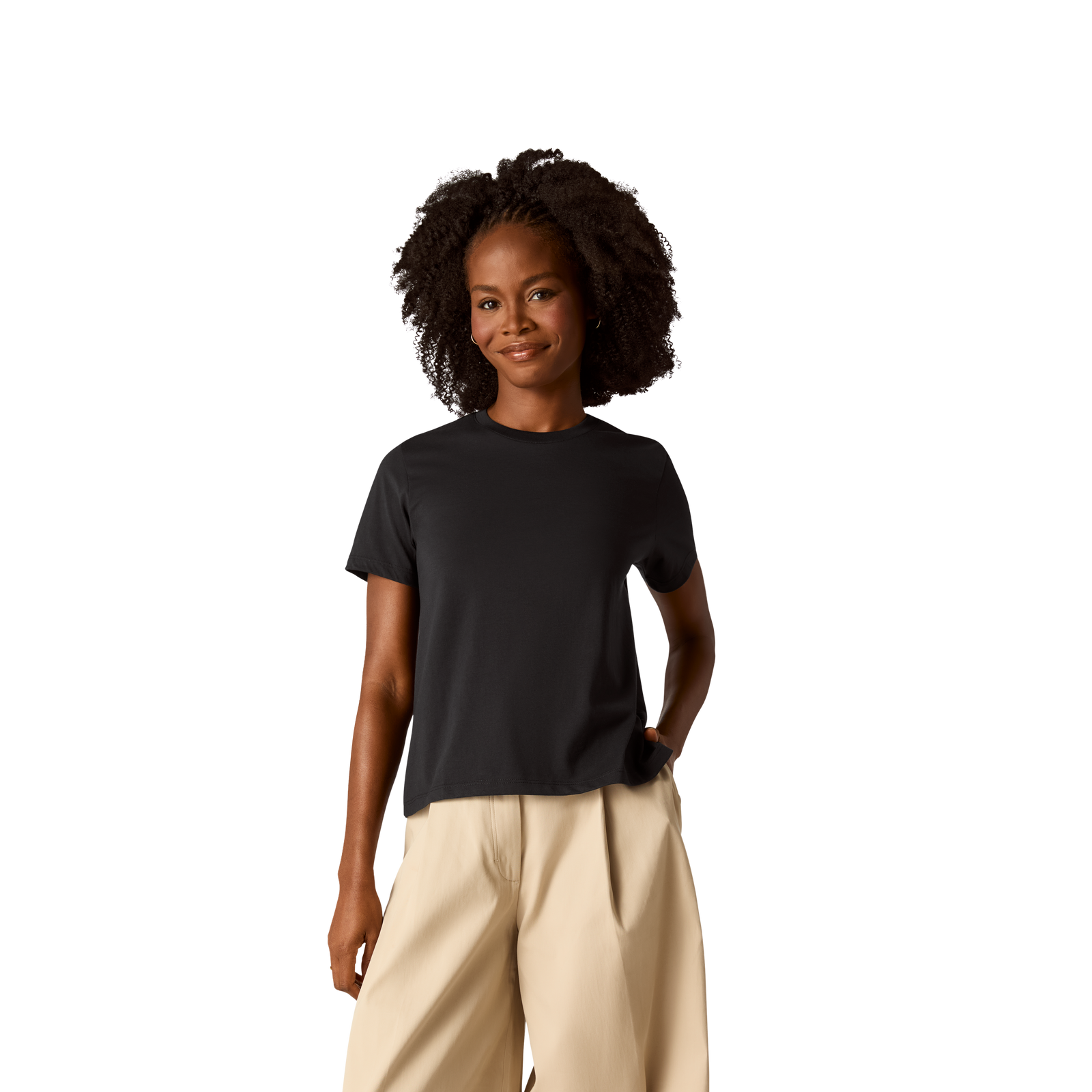 Pima Cotton Crew Neck T-Shirt - Black WO1 [8530]