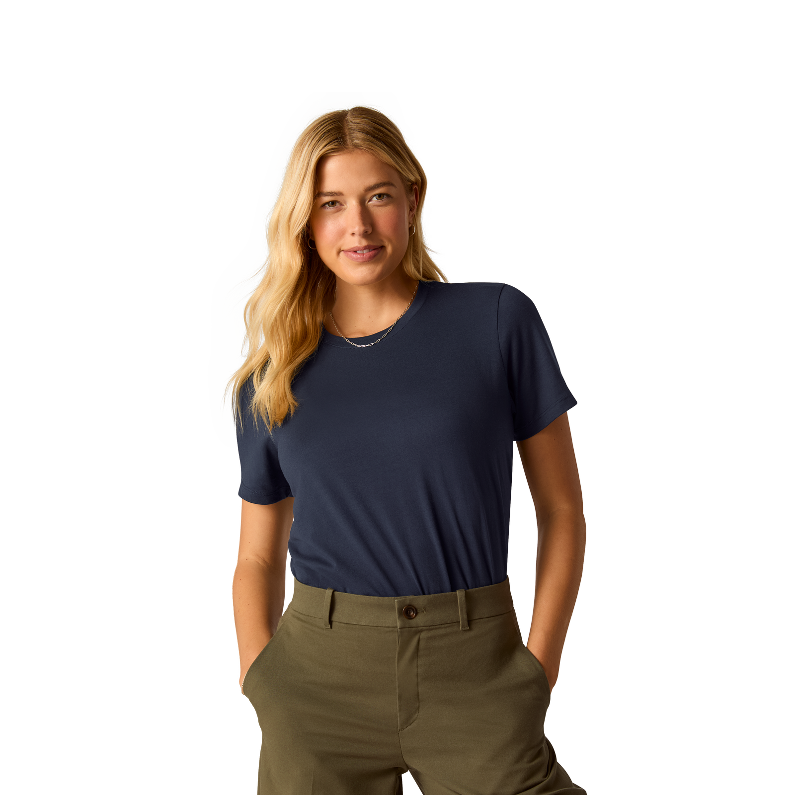 Pima Cotton Crew Neck T-Shirt - Midnight Navy WO4 [8530]