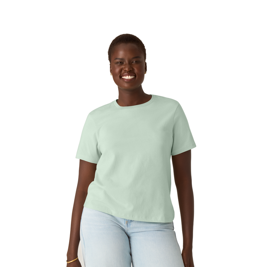 Women's Pima Cotton Crew Neck T-Shirt - Clean Off Duty Style
