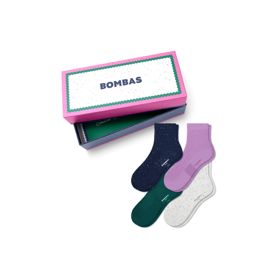Women's Lightweight Quarter Sock 4-Pack Gift Box - Travel Carry