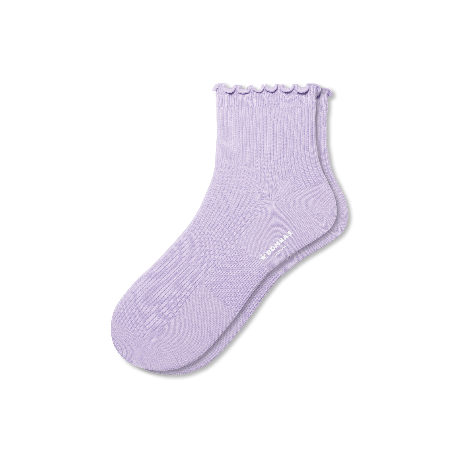 Women's Frilly Rib Quarter Socks - Pastel Lavender L [8562]