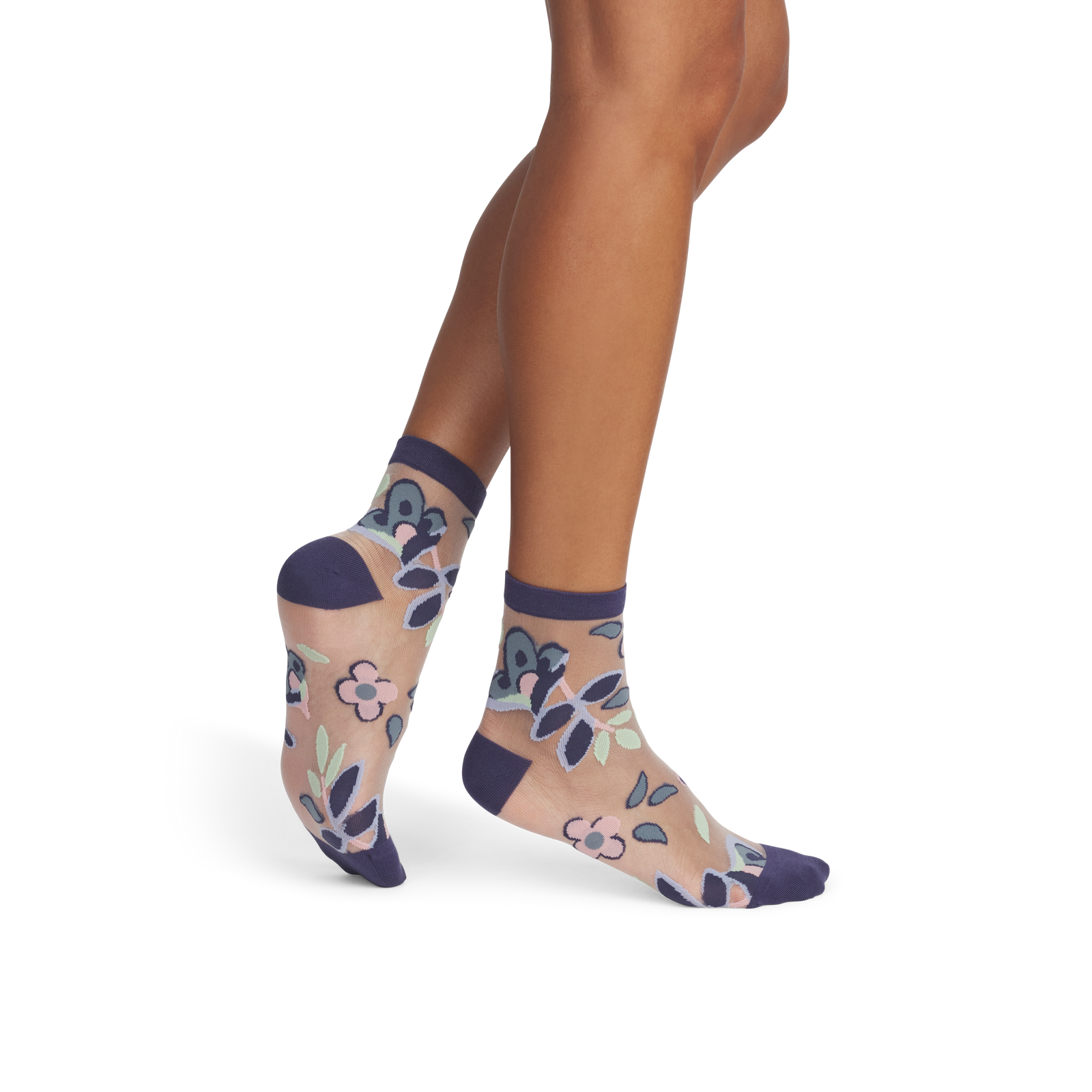 Sheer Garden Party Quarter Socks - Navy Dusk WO2 [8592]