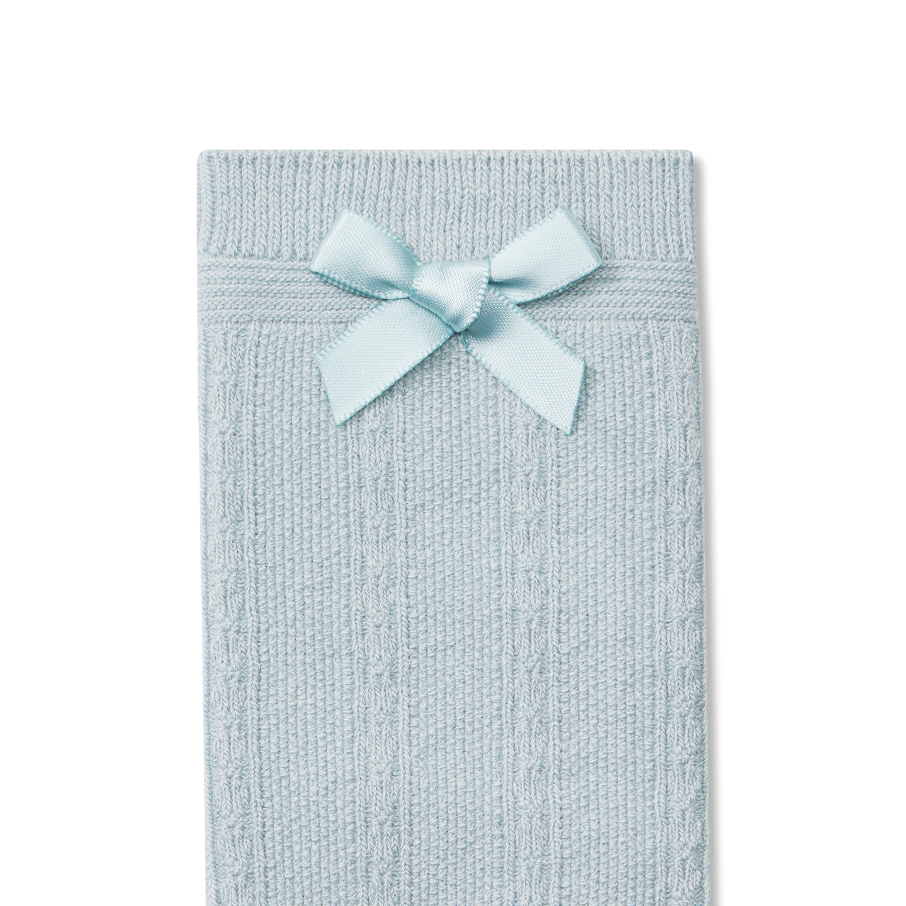 Youth Textured Bow Calf Socks - Misty Sky Detail [8595]