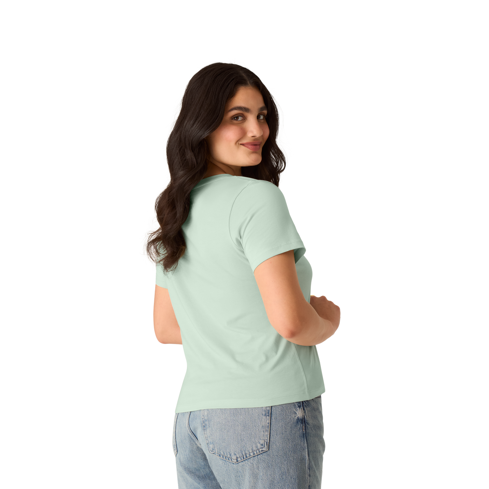 Women's Pima Cotton V-Neck T-Shirt - Mint Foam WO2 [8738]