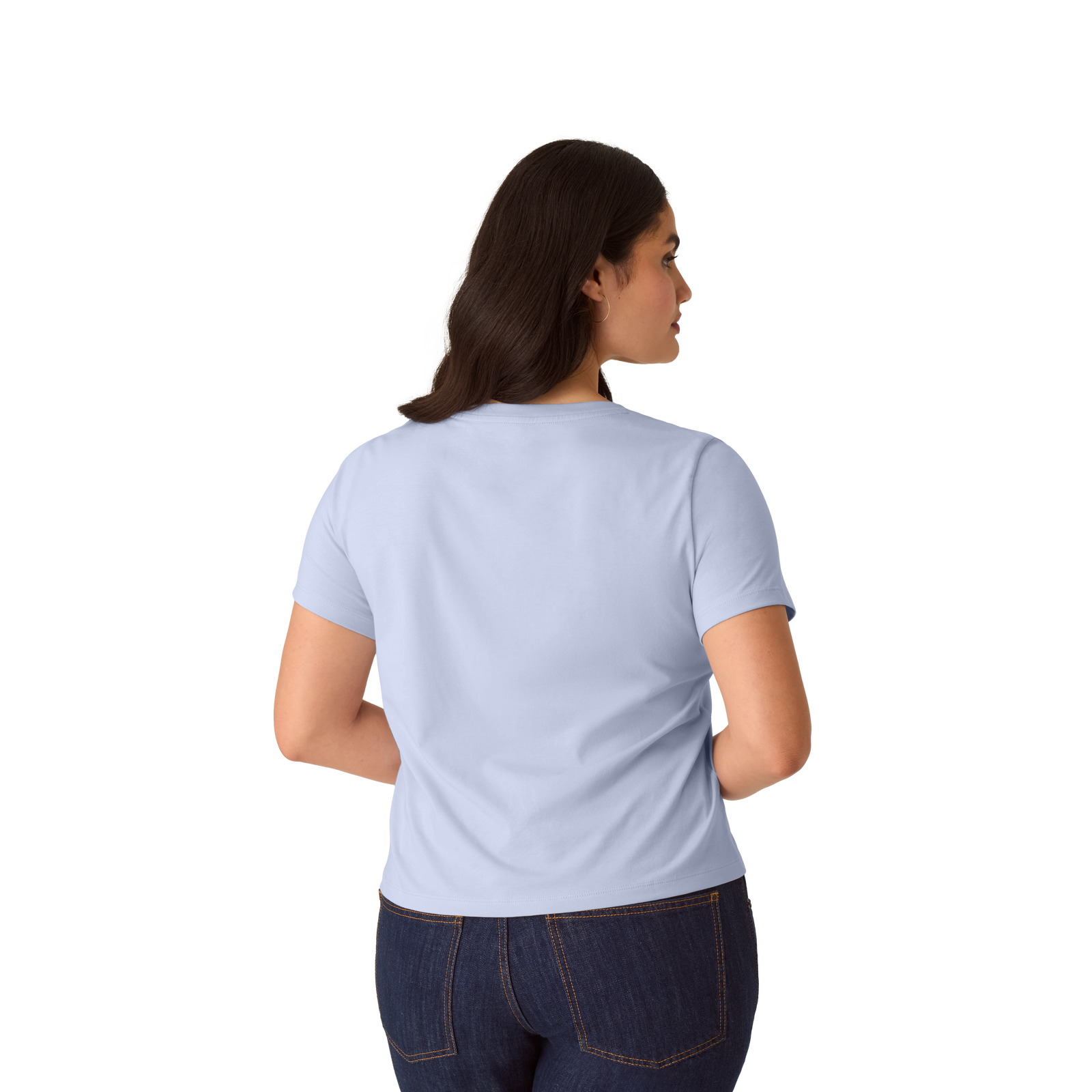 Women's Pima Cotton V-Neck T-Shirt - Skysail Blue WO2 [8738]