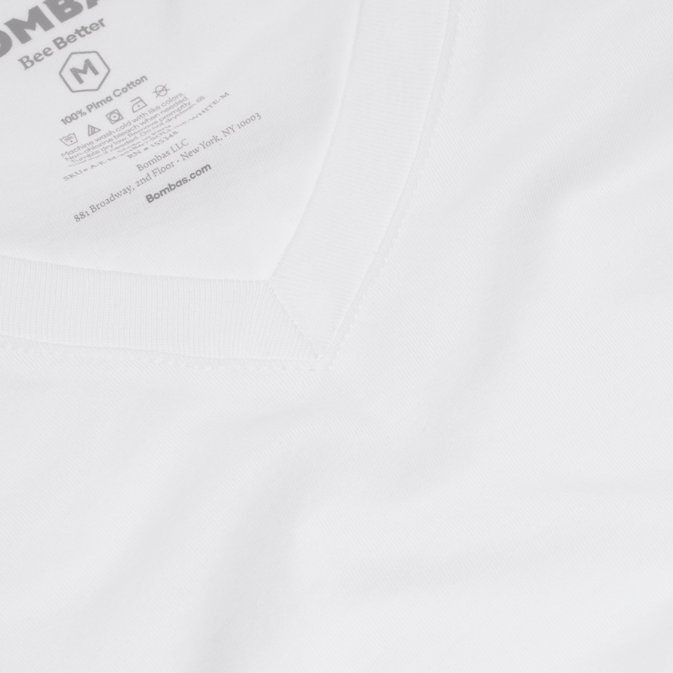 Men's Pima Cotton V-Neck T-Shirt - White Detail [8758]