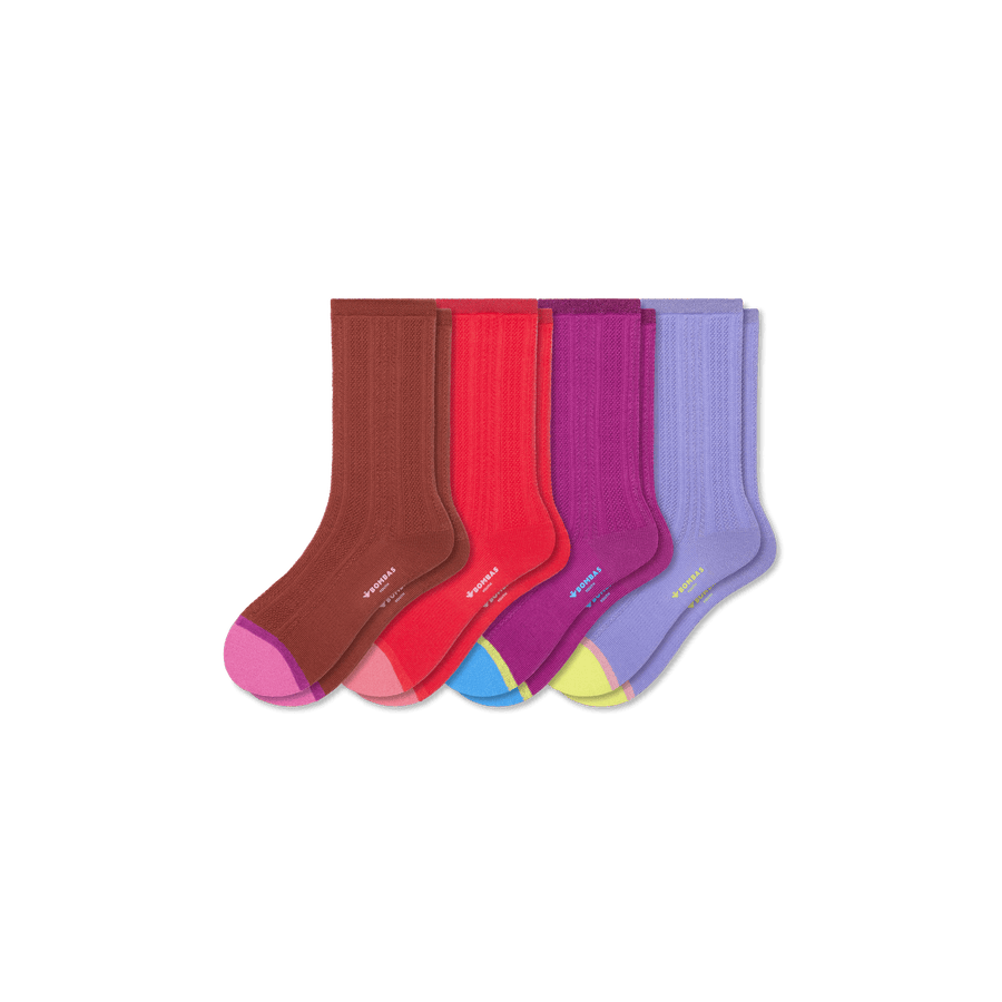 Youth Pointelle Calf Sock 4-Pack - Cushion Recovery Step