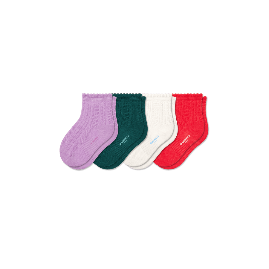 Toddler Pointelle Calf Sock 4-Pack - Breathable Run Step