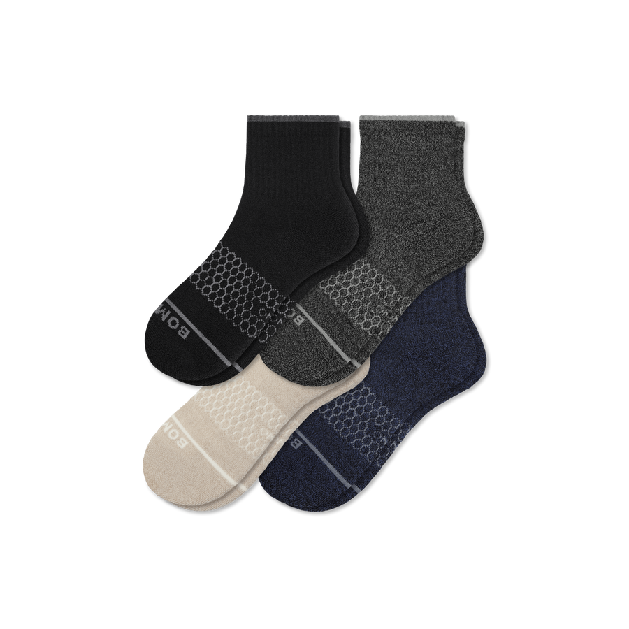 Men's Merino Wool Blend Quarter Sock 4-Pack - Modern No Show Rotation