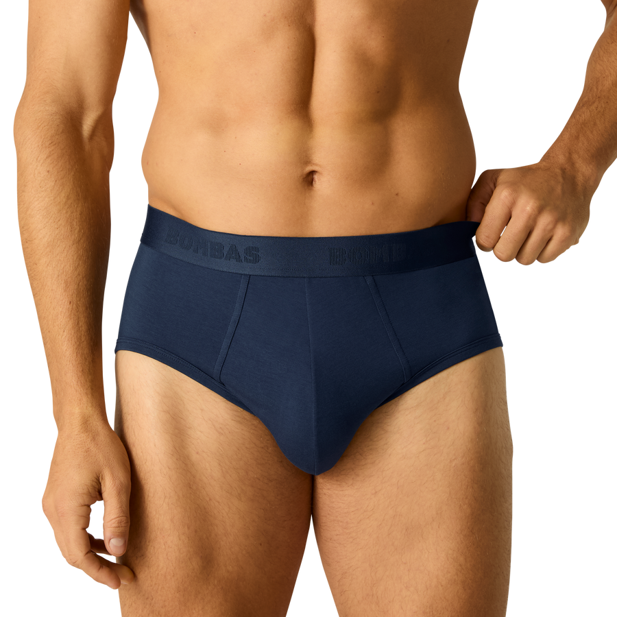 Men's Cotton Modal Blend Flyless Brief - Essential Core Ease