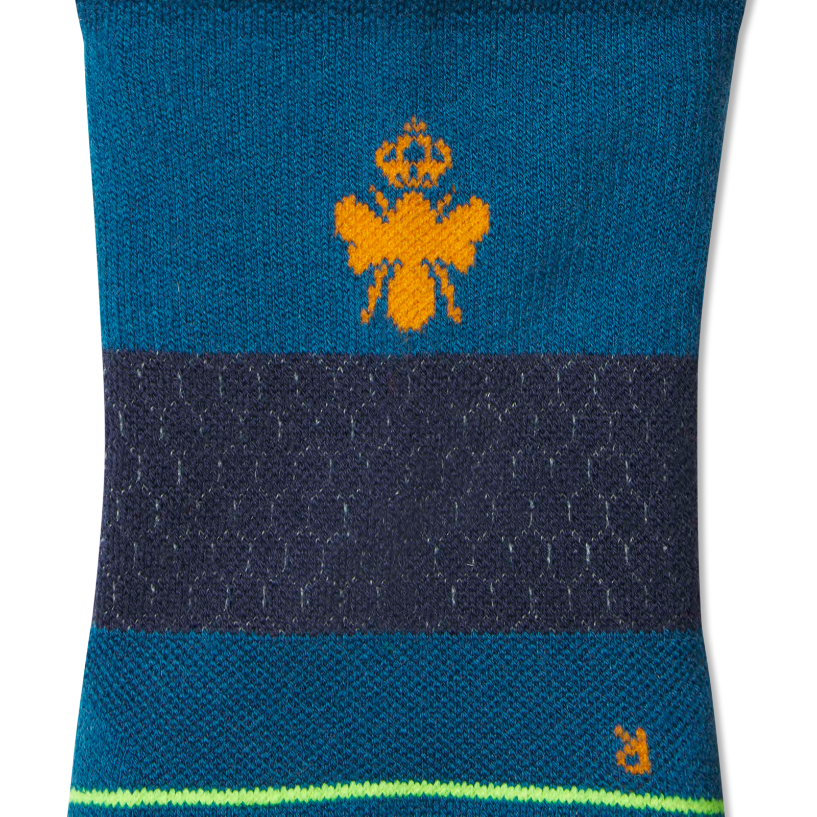 Merino Wool Blend Athletic Ankle Socks - Blue Teal Detail [8828]
