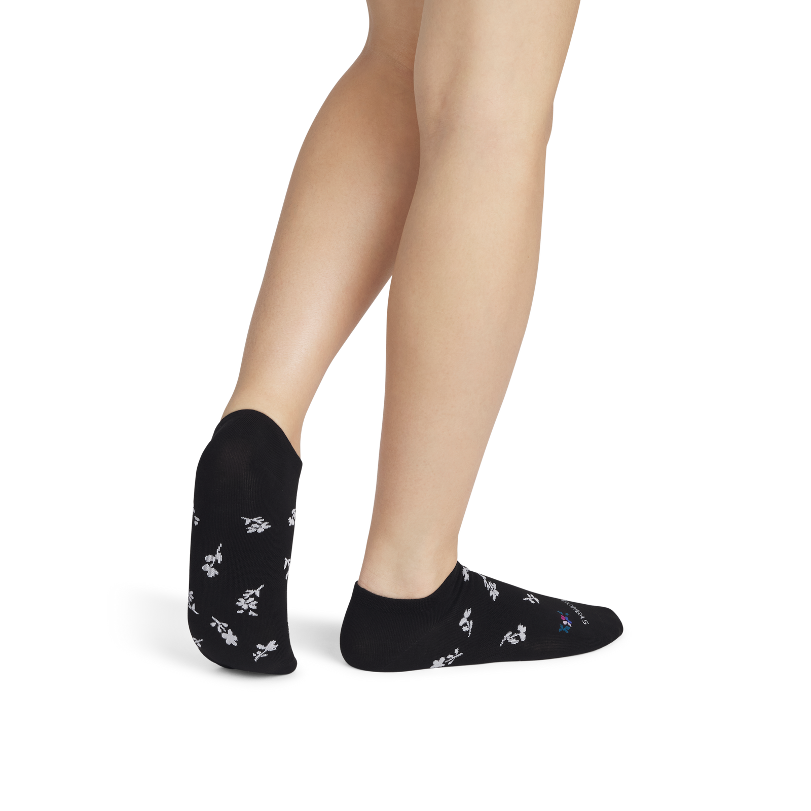 Floral Lightweight Ankle Socks - Black WO1 [8836]