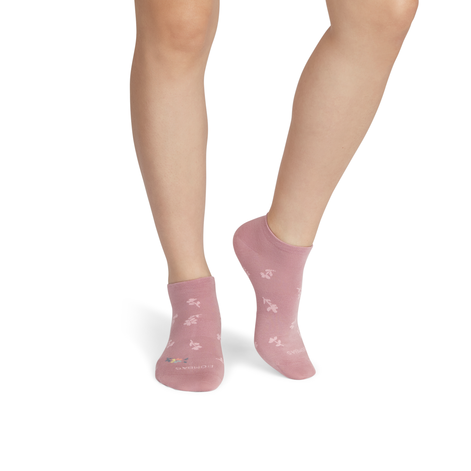 Floral Lightweight Ankle Socks - Dusty Mauve WO1 [8836]