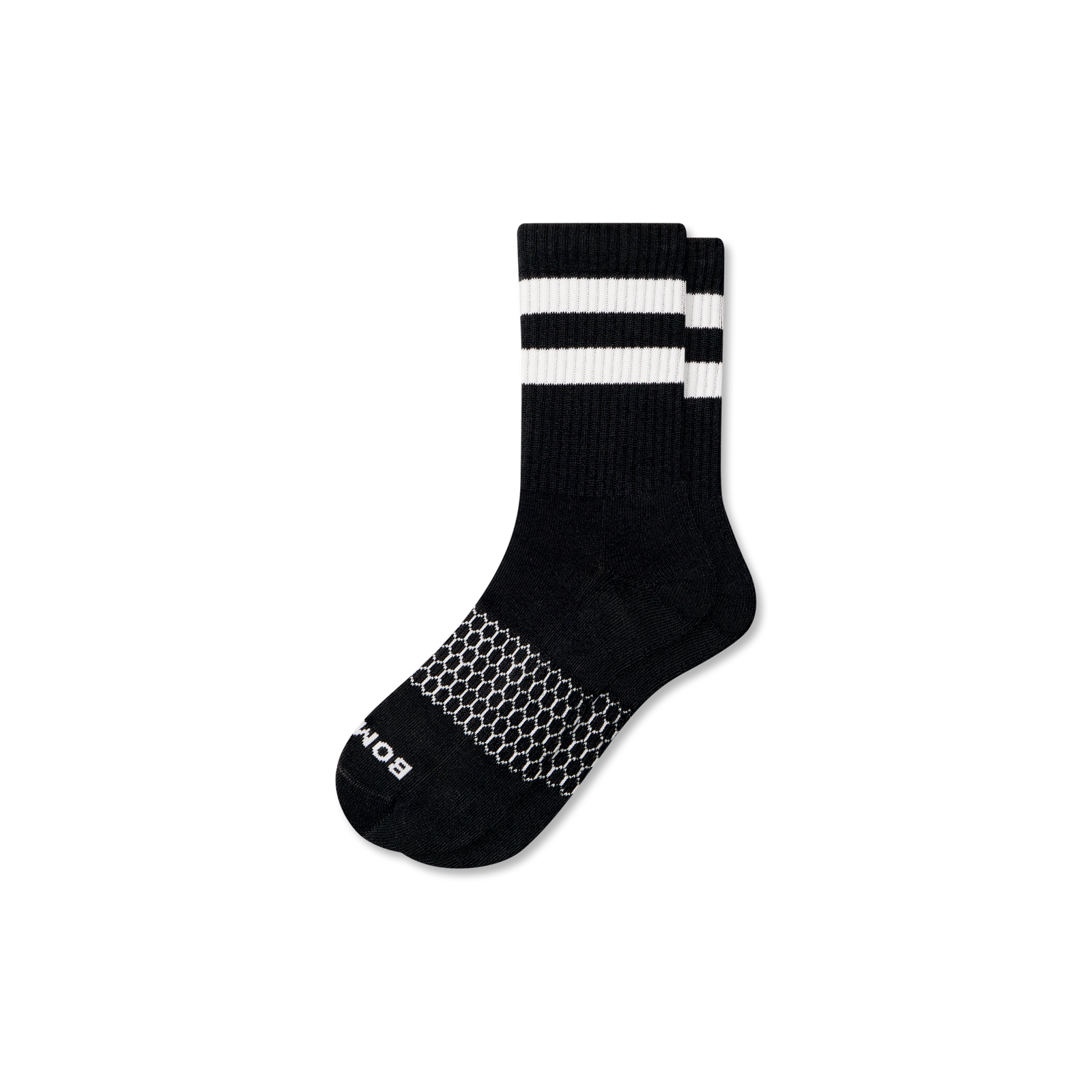 Men's Vintage Stripes Half Calf Socks - black soft white L [8889]