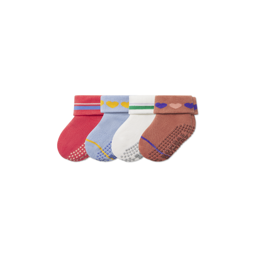 Baby Valentine's Gripper Calf Sock 4-Pack (6-12 Months) - Red Blue Mix L [8960]
