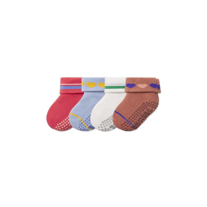 Baby Valentine's Gripper Calf Sock 4-Pack (6-12 Months) - Red Blue Mix L [8960]