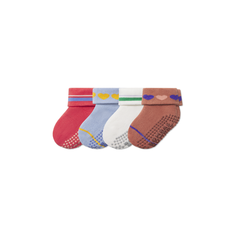 Baby Hearts Gripper Sock 4-Pack (6-12 Months) - Easy Trail Wear